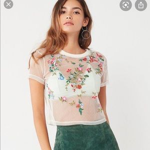 Sheer embroidered shirt